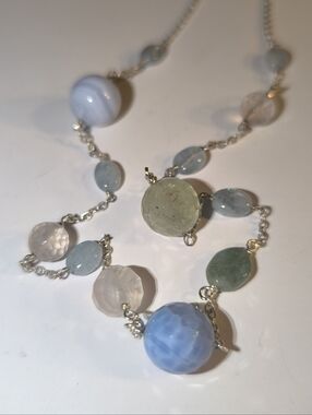 Natural Gemstone Stations in Sterling Silver "Parade Of Planets" Necklace